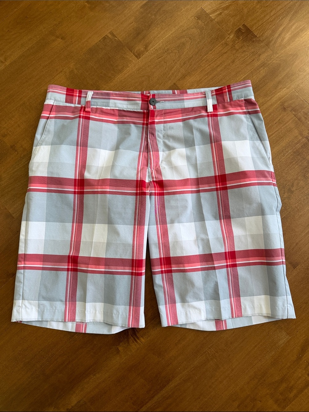 ADIDAS Plaid  Red/Gray/White Performance Short